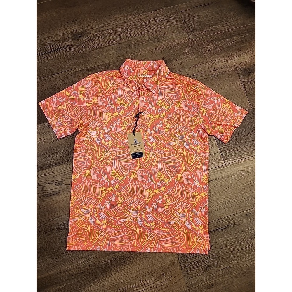 NWT Men's Size S Chubbies Performance Golf Polo‎ in The Raz-Matazz Pink Orange